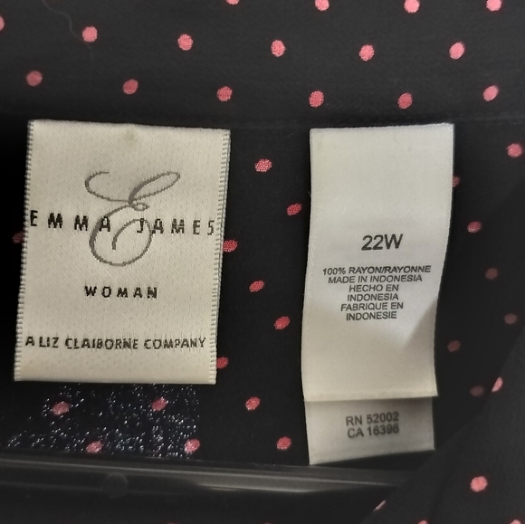 2684) Emma James Polkadot Short Sleeve Button down Top Plus Size 22W - Picture 4 of 5